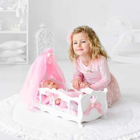 Coted for dolls with bed linen and a canopy, the collection "Diamond Princess" White-1