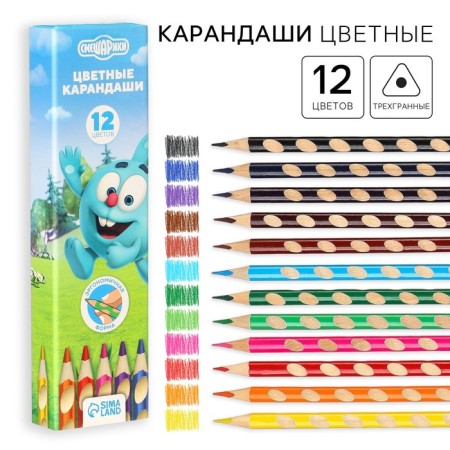 Colored pencils, 12 colors, trihedral, Smeshariki