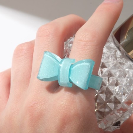 Ring "Bow" voluminous, blue color, size 18-2