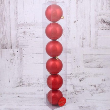 Set of balls plastic D-8 cm, 6 pcs "gloss" red-1