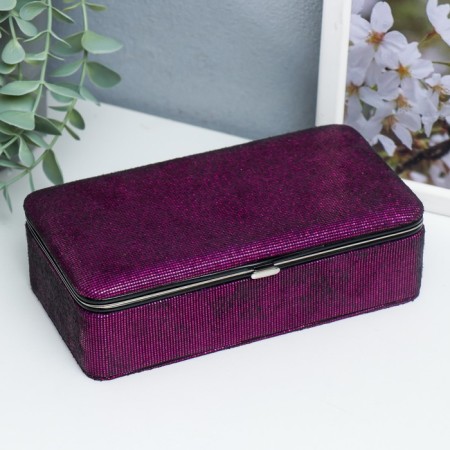 Casket to the leatherette for jewelry "Small squares. Violet" 6x9.8x18.5 cm