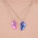 Kulons "Demetrons" Bright hearts, the color is pink blue in silver, 45 cm