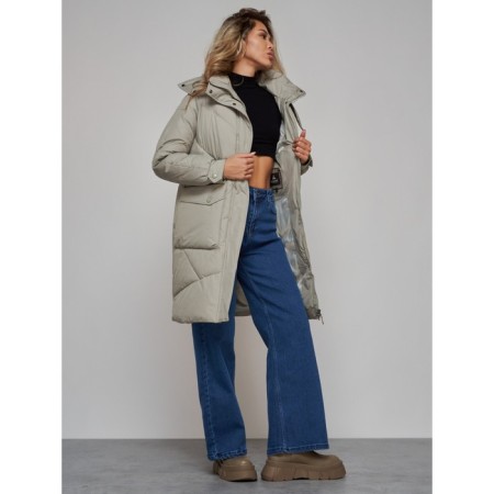 Coat insulated winter female, size 42, color light green-18