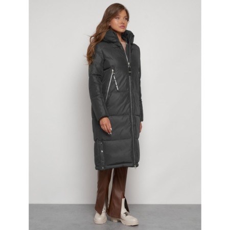 Coat insulated winter female, size 48, dark gray color-2