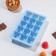 Form for ice “Cube”, silicone, 11.7 × 18.7 × 3.4 cm, 15 cells (3.4 × 3.4 cm), blue color