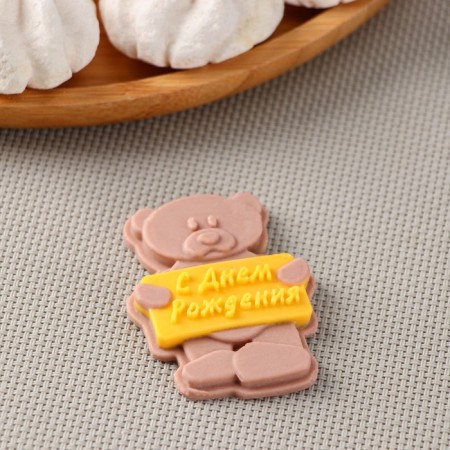 Silicone form "Bear with a sign", 7.5 × 6.8 cm, 7 × 5 cm, the color is transparent-5