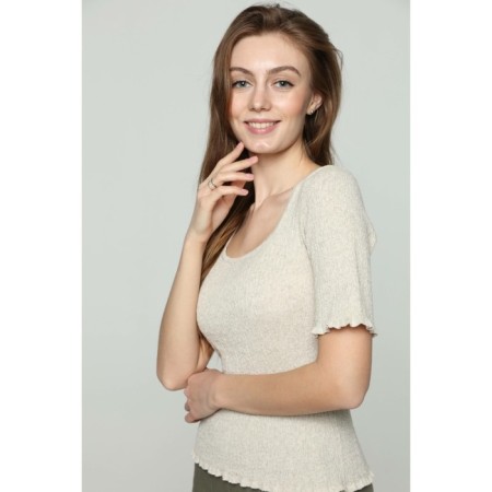 Female T -shirt, size XS, beige color-2