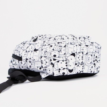 Youth backpack from lightning textiles, external pocket, penalty, white color-3