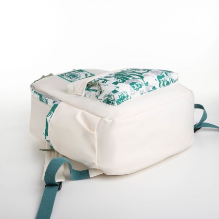 Youth backpack from textiles, 4 pockets, white/green color-2