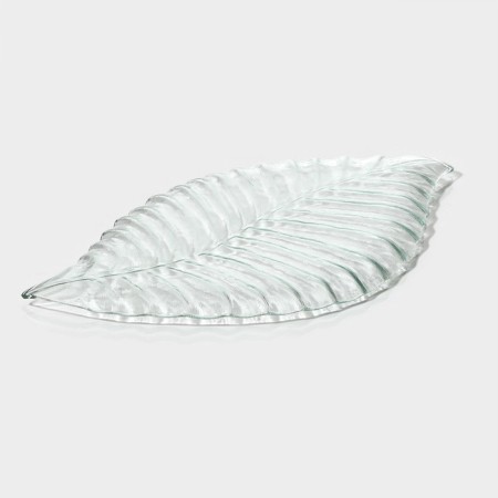 Glass Serving Magistro "Leaf", 40.5 × 23 × 1.8 cm, transparent color-2