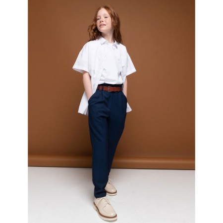 Pants for girls, height 122 cm, dark blue color-1