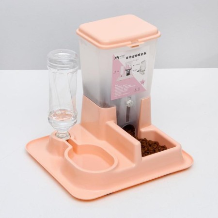 Complex: feed container 38x22x34 cm (1.5 kg), removable bowl and drinker, peach-8