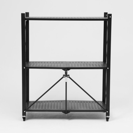 Folder drive on wheels, 3 shelves, 71 × 34 × 88cm, black matte color-3