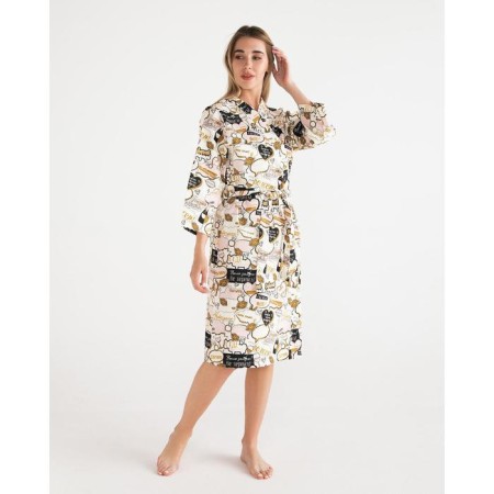Women's bathrobe Ethel "Gchatik" sleeve 3/4, size 42-44, waffle 200g/m2, 100% cotton-1
