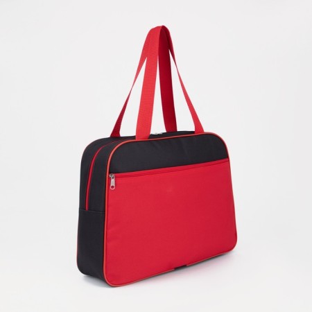 Sports bag with lightning, without lining, external pocket, black/red color