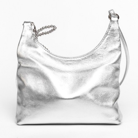 Bag Cross-Body Women's, genuine leather, Ludor silver, 21x6x13 cm-1