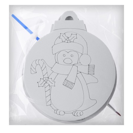 Christmas tree decoration for painting "Penguin" 4 pcs., Brush-4