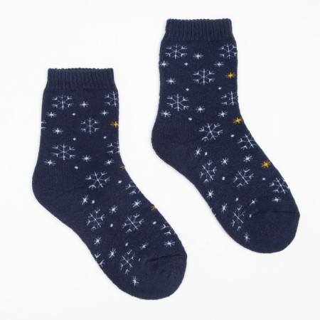 Women's socks "Snowflakes", dark blue color, size 23-25-1