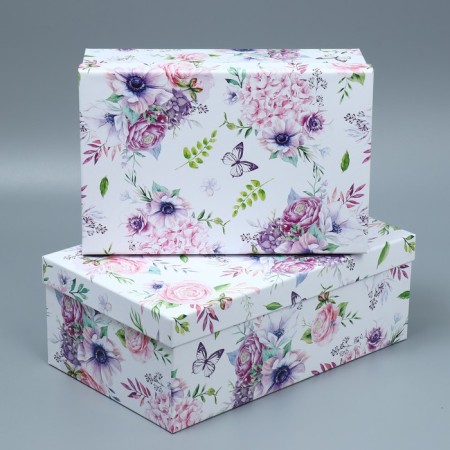 A set of boxes 10 in 1, gift packaging, “flowers”, 12 x 7 x 4 - 32.5 x 20 x 12.5 cm-2