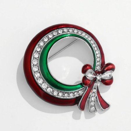 Brooch "Ribbon" with a bow, color in silver