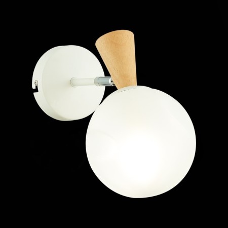 Wall lamp EVOLUCE. Sle220701-01. Catania. 1x40 W, E14, 13x21 cm, white color, light wood-1