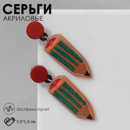 Acryl Earrings "Pencils", colored in silver