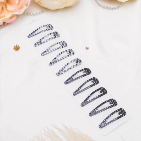 Invisible hair "Astoria" (set 10 pcs) 5 cm, black and white peas-1