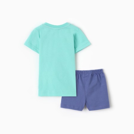 Set for a boy (T -shirt/shorts), menthol/blue color, height 86 cm-4