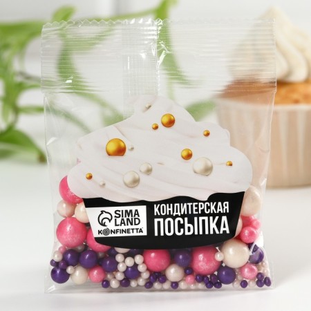 Sprinking confectionery soft: pink, purple, white, 25 g.-1