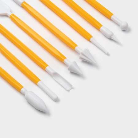 A set of tools for working with the mastic of the share, 8 pcs, plastic, yellow-2