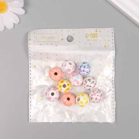 Beads for creativity "Assorted Flowerers" set 10 pcs 1.6x1.6x1.6 cm-3