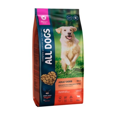Dry food "All Dogs" for dogs, beef and vegetables, 13 kg