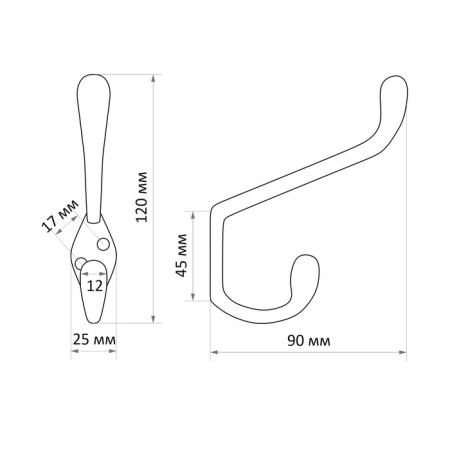 Hook furniture tundra TKD033, two -rod, black metallic-6