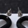 Earrings Metal "Chain" Geometry, 2 links, silver-black color