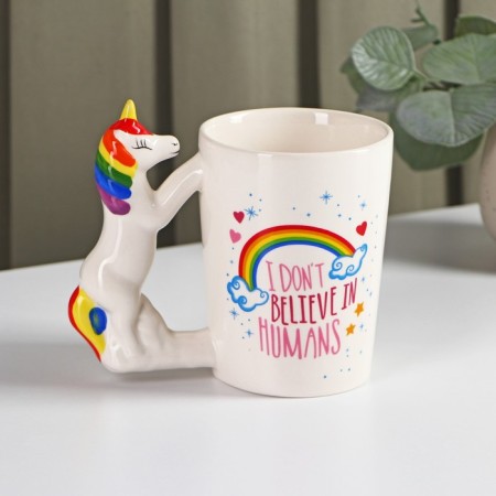 Mug "Rainbow Unicorn", 400 ml, white color-1