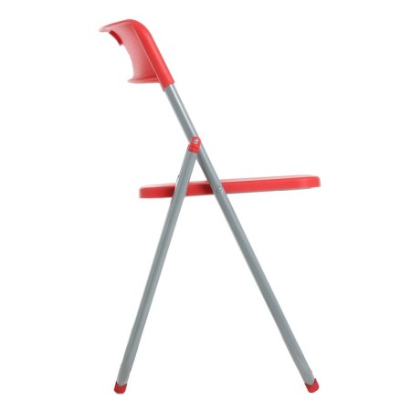 Folding chair on a metal frame, red-2