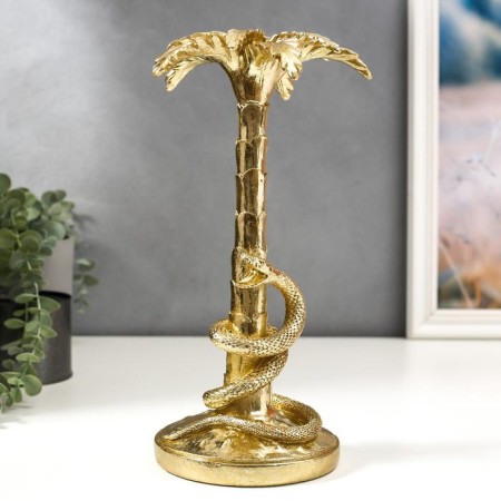 Souvenir Polystone Squint "Snake on Palma" gold 31x13.5x13.5 cm
