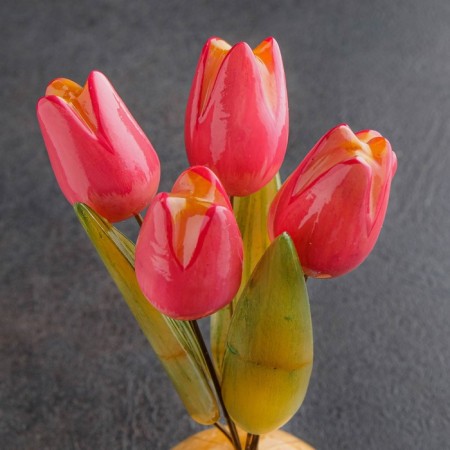 Souvenir "Tulips in a vase", 5 flowers, small, pink, selenite-3
