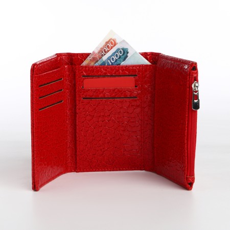 Women's wallet on magnet, red color-5