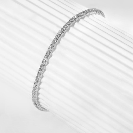 Bracelet "ice" 1 row, white color in silver, 7 cm-2
