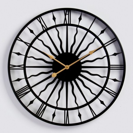 Wall clock, series: loft, "sun", smooth move, d-60 cm-1