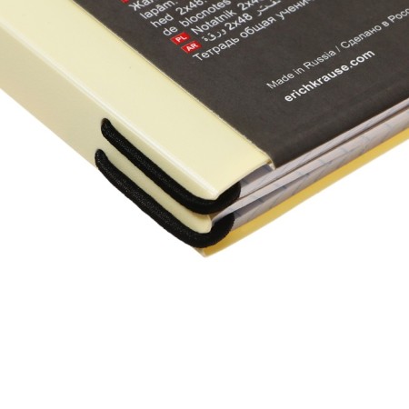 A4 notebook, 2 x 48 sheets in the Erichkrause "Folderbook Pastel", a replaceable plastic cover, on an elastic band, an offset block, white 100%, yellow-2