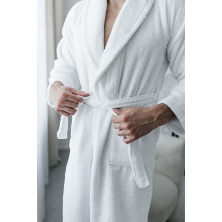 Tainted male bathrobe, size 46, white color-10