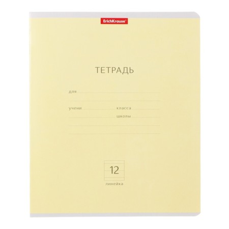 Notebook of 12 sheets in the Erichkrause "Classic", cover coated cardboard, offset block 100% white, mix-3