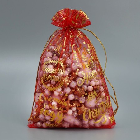 Bag Gift Organza "Happy New Year", 16 x 24 cm +/- 1.5 cm, New Year-2