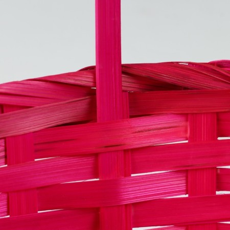 A set of wicker baskets, D19x9/32 cm, d22x9.5/34 cm, d25x10/36 cm, 3pcs, pink, bamboo-5