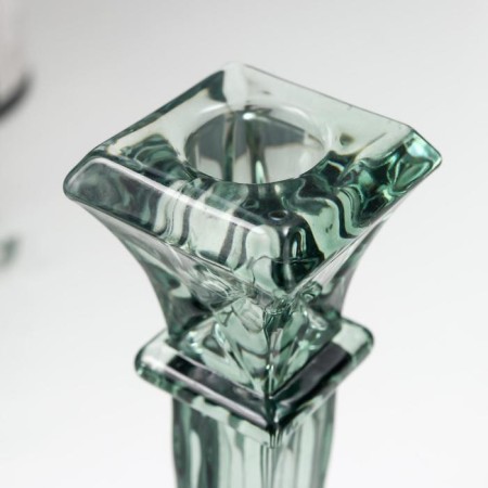 Glass of Glass for 1 candle "Rectangular column" green transparent 16x8.6x8.6 cm-3