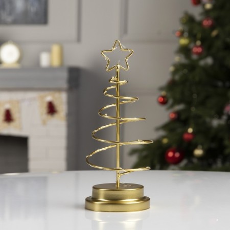LED figure "Golden Christmas tree" 12 × 25 × 12 cm, metal, batteries AAAX3 (not complete), glow warm white-1
