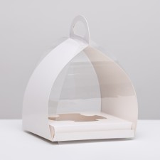 Коробка для десерта, упаковка кондитерская, белая, 15 х 15 х 18 см