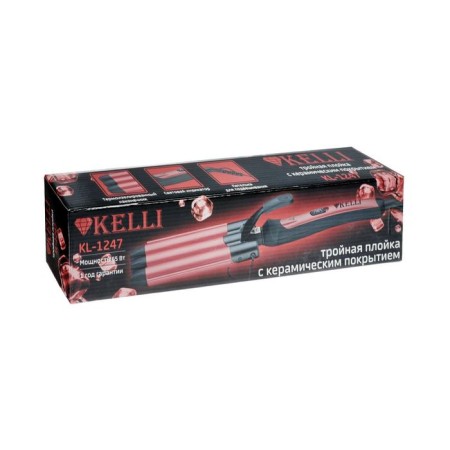 The curl Kelli KL-1247, 65 W, ceramic coating, triple, red-hourly-3